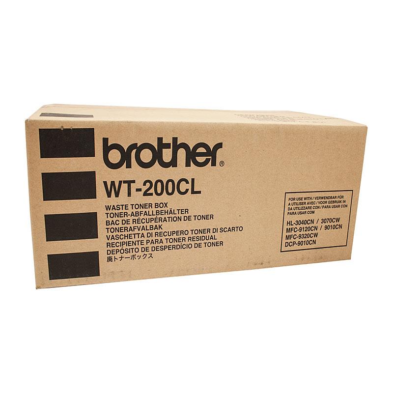 BROTHER WT200CL Waste Pack designed for Brother printers, featuring a compact design and high page yield of 50,000 pages.